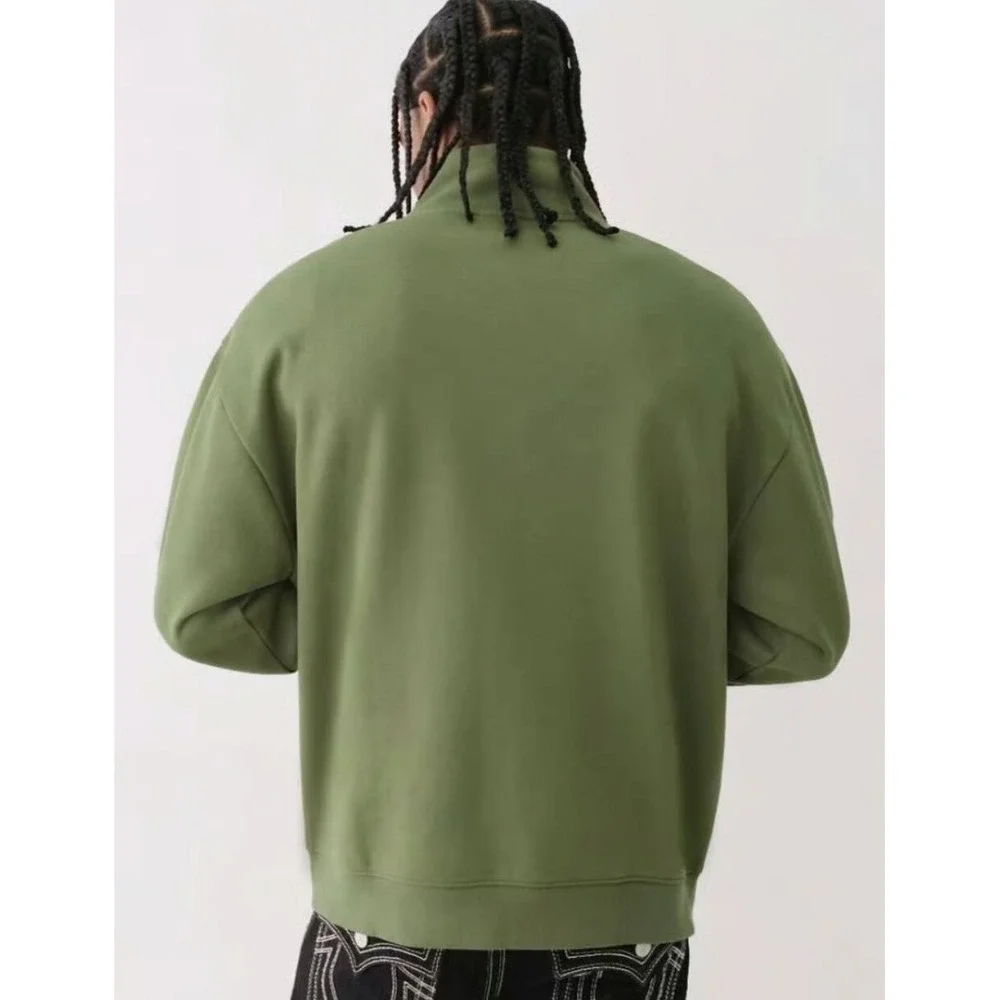 True Religion sweatshirt adult Extra Large XL zip green 108306 relaxed $129 mens